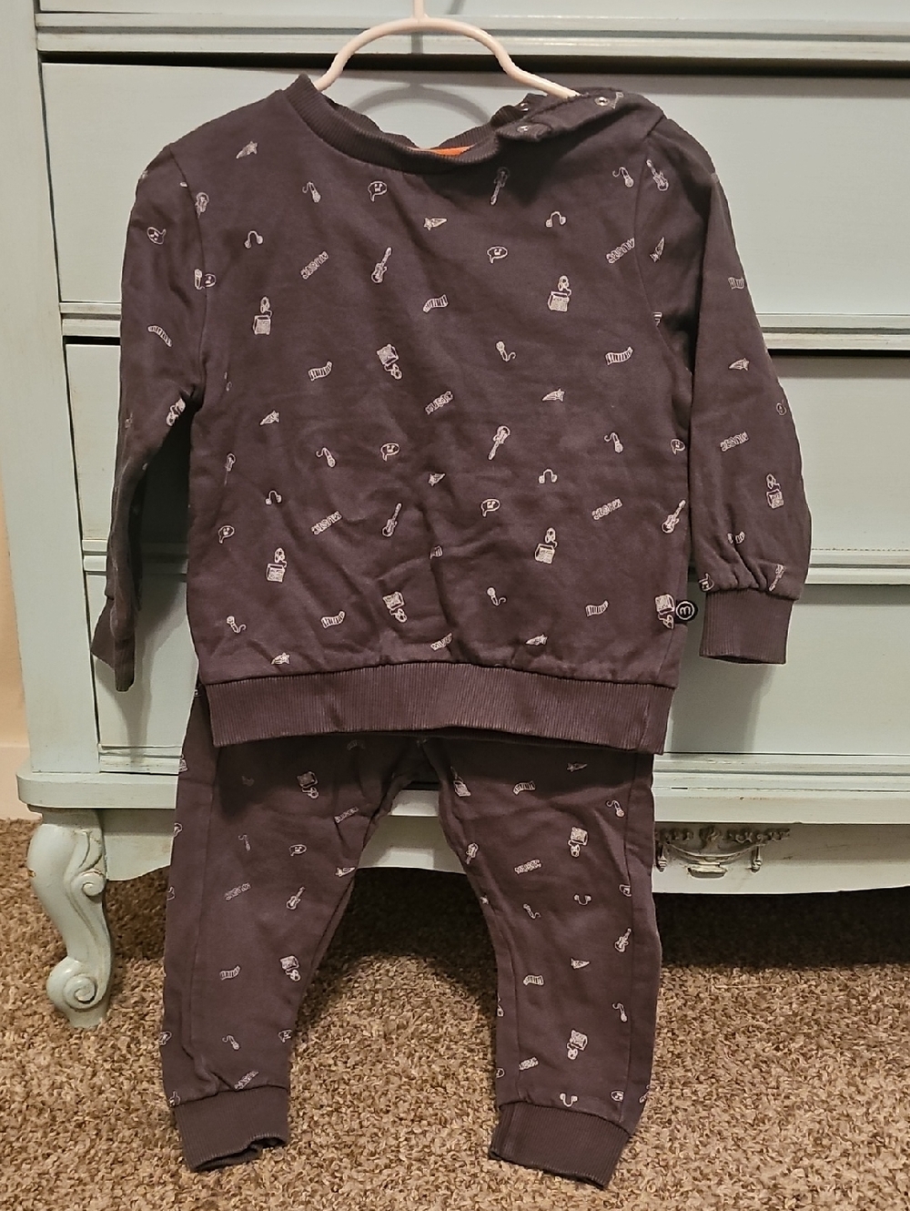 MinyMo Toddler Olive Green Music Themed Set